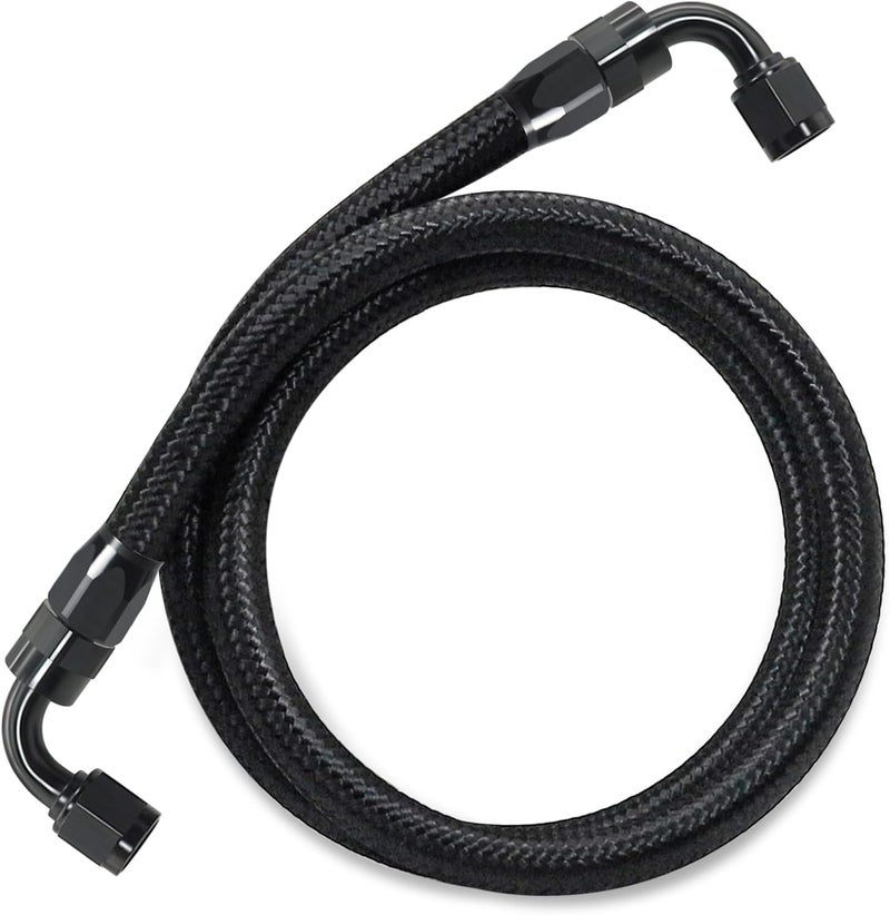 ZONBANG 6AN Fuel Line Kit CPE, 3FT Assembled AN6 Braided Fuel Line with Hose End Fitting(90°+90°) - Image 1